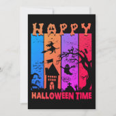 Retro Happy Halloween Witch House Ghost begraafpla Kaart (Voorkant)