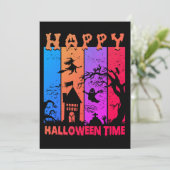 Retro Happy Halloween Witch House Ghost begraafpla Kaart (Staand voorkant)