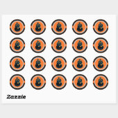 Retro Happy Halloween Zwarte Kat Stickers (Vel)