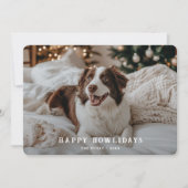 Retro Happy Holiday Hond Kerstgroeten Foto Feestdagenkaart (Voorkant)