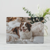 Retro Happy Holiday Hond Kerstgroeten Foto Feestdagenkaart (Staand voorkant)