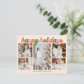 Retro Happy Holidays 5 Photo Collage Ivory Feestdagenkaart (Staand voorkant)