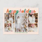 Retro Happy Holidays 5 Photo Collage Ivory Feestdagenkaart (Voorkant)