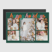Retro Happy Holidays Cute Green Photo Magnet Card (Voorkant / Achterkant)