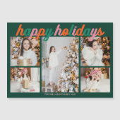 Retro Happy Holidays Cute Green Photo Magnet Card (Voorkant)