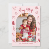 Retro Happy Holidays Photo Hand Drawn Feestdagenkaart (Voorkant)