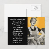 Retro Happy Homemaker Toasts nieuwe jaars Groene P Feestdagenkaart (Voorkant / Achterkant)