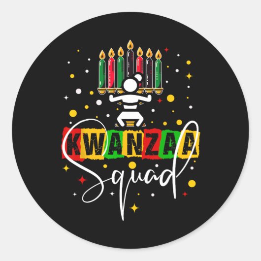 Retro Happy Kwanza Kerst Afro-Amerikaanse Cand Ronde Sticker (Voorkant)