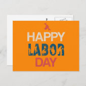 Retro Happy Labor Day in Retro Blue Feestdagenkaart (Voorkant / Achterkant)