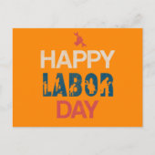 Retro Happy Labor Day in Retro Blue Feestdagenkaart (Voorkant)