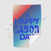 Retro Happy Labor Day in Retro Blue Golfhanddoek (Insitu)