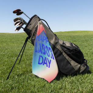 Retro Happy Labor Day in Retro Blue Golfhanddoek