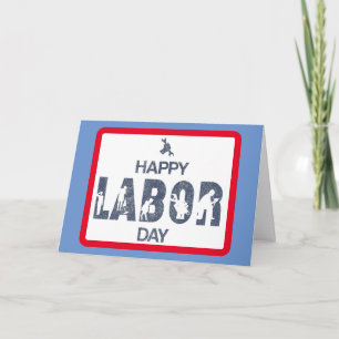 Retro Happy Labor Day in Retro Blue Kaart