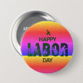 Retro Happy Labor Day in Retro Blue Ronde Button 7,6 Cm (Voorkant /achterkant)