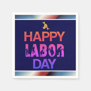 Retro Happy Labor Day in Retro Blue Servet