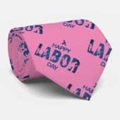 Retro Happy Labor Day in Retro Blue Stropdas (Opgerold)
