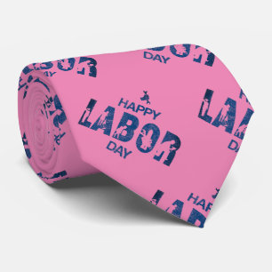 Retro Happy Labor Day in Retro Blue Stropdas