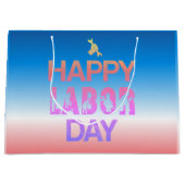 Retro Happy Labor Day in Retro rood Groot Cadeauzakje (Voorkant)
