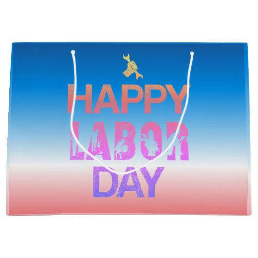 Retro Happy Labor Day in Retro rood Groot Cadeauzakje (Voorkant)