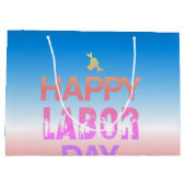 Retro Happy Labor Day in Retro rood Groot Cadeauzakje (Achterkant)