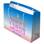 Retro Happy Labor Day in Retro rood Groot Cadeauzakje (Achterkant Gekanteld)