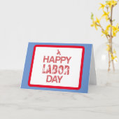 Retro Happy Labor Day in Retro rood Kaart (Gele Bloem)