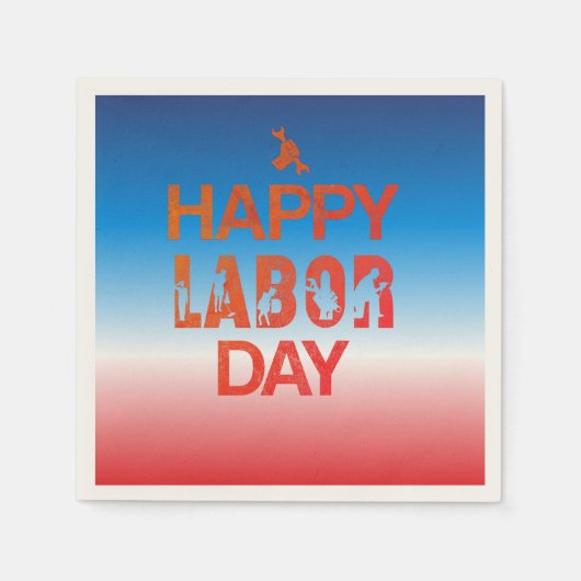 Retro Happy Labor Day in Retro rood Servet (Voorkant)