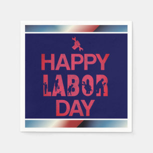Retro Happy Labor Day in Retro rood Servet