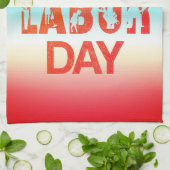 Retro Happy Labor Day in Retro rood Theedoek (Gevouwen)