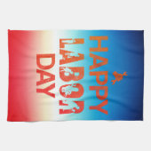 Retro Happy Labor Day in Retro rood Theedoek (Horizontaal)