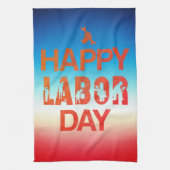 Retro Happy Labor Day in Retro rood Theedoek (Verticaal)