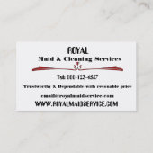 Retro Happy Lady Maid B&W Cleaning Services Visitekaartje (Achterkant)