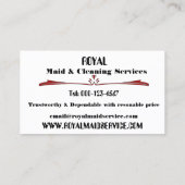 Retro  Happy Lady Maid Cleaning Services Visitekaartje (Achterkant)