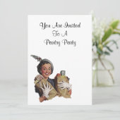 Retro Happy Lady Pantry is een veestapel voor de k Kaart (Staand voorkant)