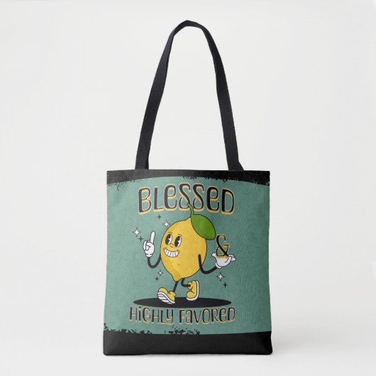 Retro Happy Lemon gezegend en zeer begunstigd Tote Bag (Voorkant)