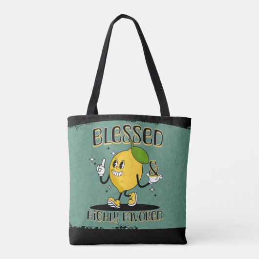 Retro Happy Lemon gezegend en zeer begunstigd Tote Bag (Achterkant)