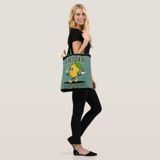Retro Happy Lemon gezegend en zeer begunstigd Tote Bag (Op model)