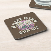 Retro Happy Mind Happy Life Bier Onderzetter (Linkerzijde)