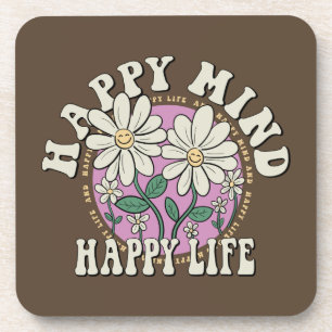 Retro Happy Mind Happy Life Bier Onderzetter