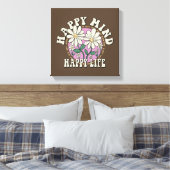 Retro Happy Mind Happy Life Canvas Afdruk (Insitu (Slaapkamer))