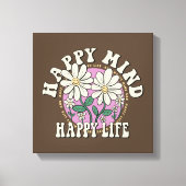 Retro Happy Mind Happy Life Canvas Afdruk (Voorkant)