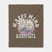 Retro Happy Mind Happy Life Fleece Deken (Voorkant)