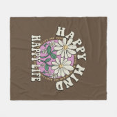 Retro Happy Mind Happy Life Fleece Deken (Voorkant (Horizontaal))