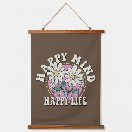 Retro Happy Mind Happy Life Hangend Wandkleed (Voorkant)