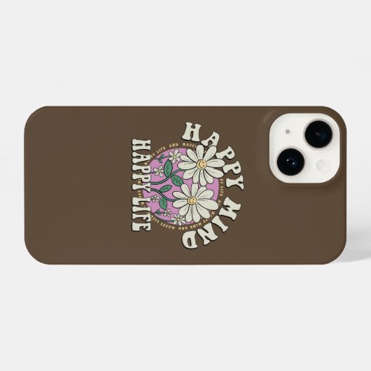 Retro Happy Mind Happy Life iPhone Hoesje (Achterkant horizontaal)