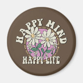 Retro Happy Mind Happy Life Magneet (Voorkant)