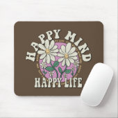 Retro Happy Mind Happy Life Muismat (Met muis)