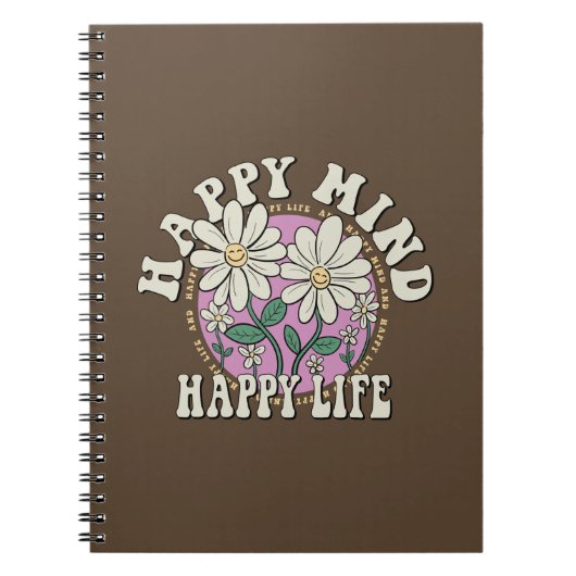 Retro Happy Mind Happy Life Notitieboek (Voorkant)