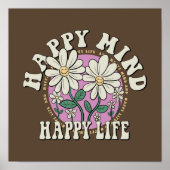 Retro Happy Mind Happy Life Poster (Voorkant)