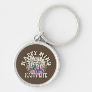 Retro Happy Mind Happy Life Sleutelhanger